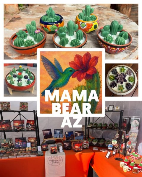 Bird, Cup, Plant. Text: МАМА BEAR AZ