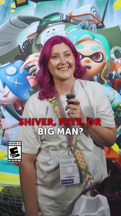 Photography, Person, Portrait. Text: SHIVER, FRYE, OR BIG MAN? EVERYONE 10+ ESRB