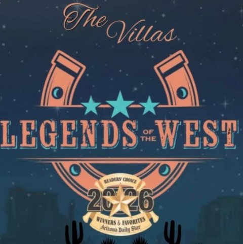 Advertisement, Logo, Symbol. Text: LEGENDS THE OF WEST READERS CHOICE WINNERS &amp; FAVORITES Arizona Daily Star