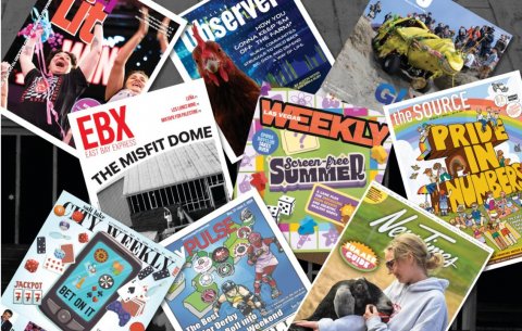 Advertisement, Poster, Book. Text: HOW YOU EBX - WEEKLY G the SOURCE THE MISFIT DOME PRIDE SUMMER IN WEEKLY NUMBERS 7 7 7 BET ON IT GUIDE The Best