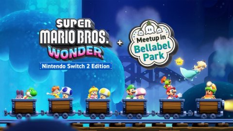 Game, Person, Super Mario. Text: SUPER MARIO BROS. Meetup in + WONDER Bellabel Park Nintendo Switch 2 Edition