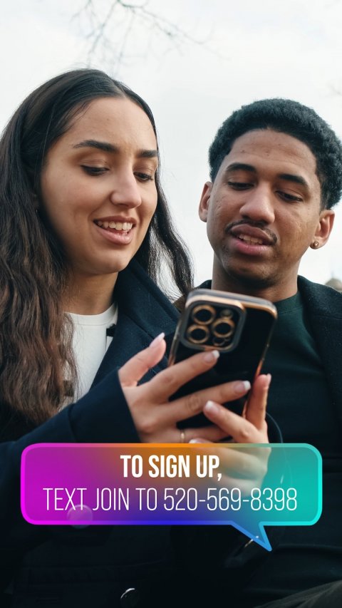 Photography, Portrait, Phone. Text: TO SIGN UP, TEXT JOIN TO 520-569-8398