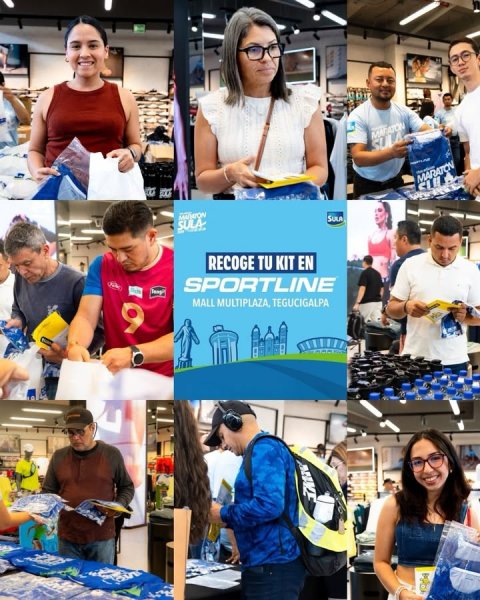 Adult, Man, Person. Text: MARATON SULA MARATON SULA RECOGE TU KIT EN SPORTLINE MALL MULTIPLAZA, TEGUCIGALPA 9