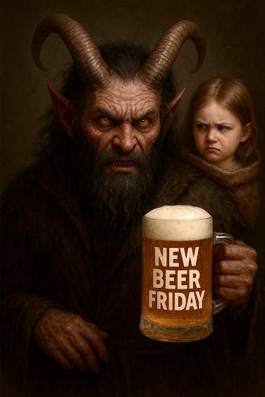 Beer, Portrait, Cup. Text: NEW BEER FRIDAY