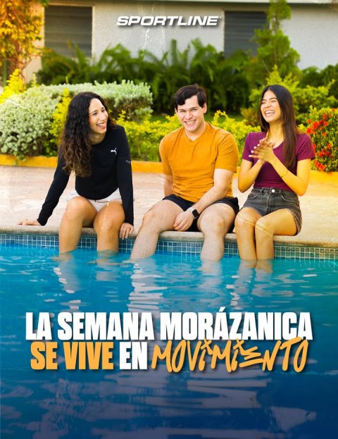 Summer, Pool, Water. Text: SPORTLINE LA SEMANA MORÁZANICA SE VIVE EN MOVIMIENTO