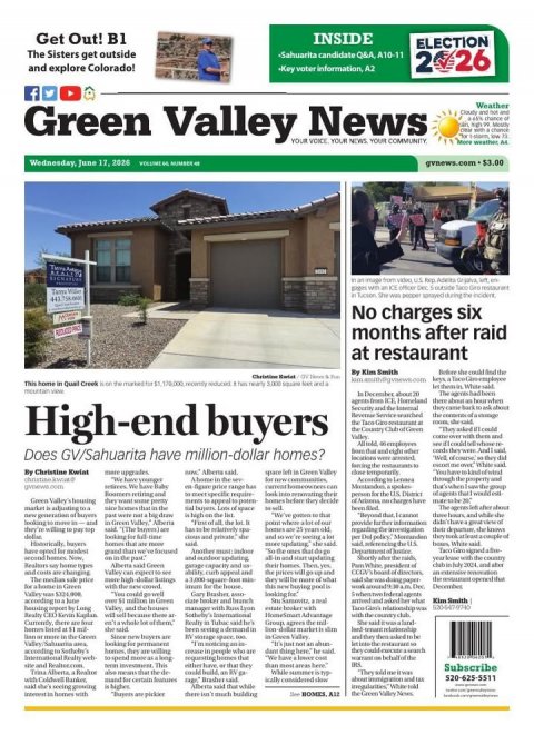 Adult, Person, Woman. Text: Get Out! B1 INSIDE ELECTION The Sisters get outside 2 26 and explore Colorado! f Weather Green Valley YOUR News VOICE YOUR YOUR NEWS COMMUNITY
