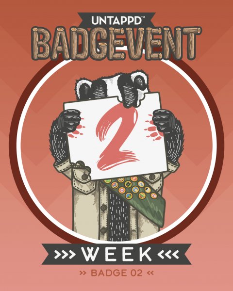 Advertisement, Poster, Book. Text: UNTAPPD™ BADGEVENT 2 WEEK &lt;&lt;&lt;