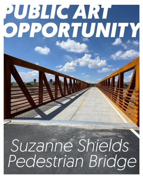 Waterfront, Path, Road. Text: OPPORTUNITY Suzanne Shields Pedestrian Bridge