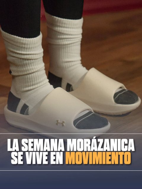 Shoe, Sneaker, Sock. Text: LA SEMANA MORÁZANICA SE VIVE EN MOVIMIENTO