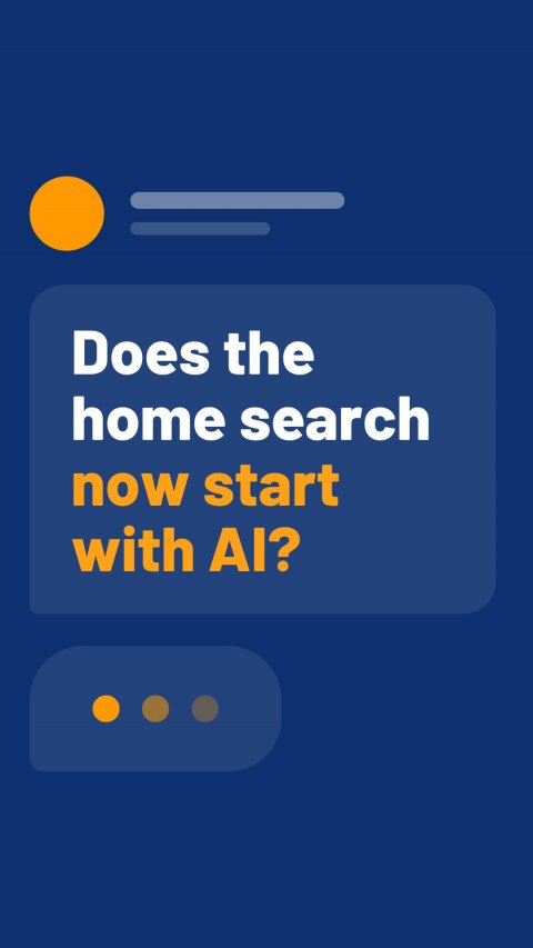 Advertisement, Poster, Text. Text: Does the home search now start with AI?
