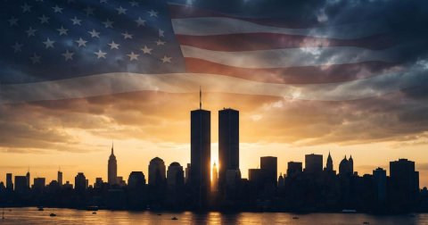 City, American Flag, Urban.