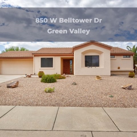 Garage, Indoors, Housing. Text: 850 W Belltower Dr Green Valley