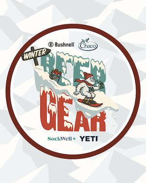 Outdoors, Nature, Logo. Text: ® Bushnell Chaco WINTER AR SockWell YETI