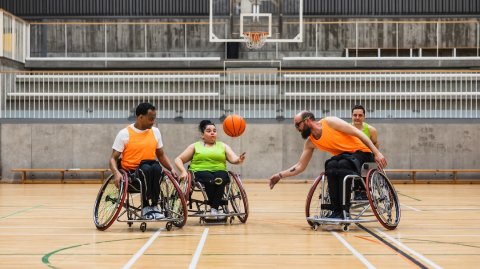 Basketball (Ball), Furniture, Person.