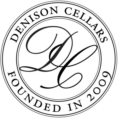 Text, Grenade, Logo. Text: CELLARS DENISON FOUNDED IN 2009