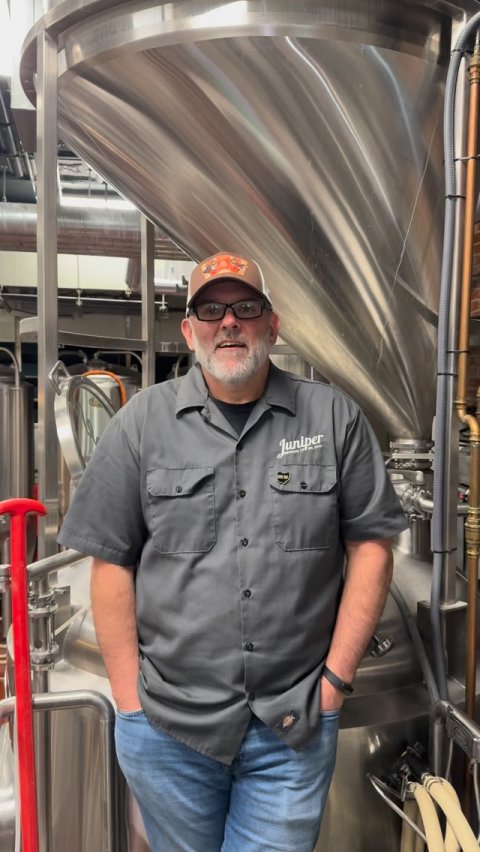 Factory, Brewery, Pants. Text: Juniper