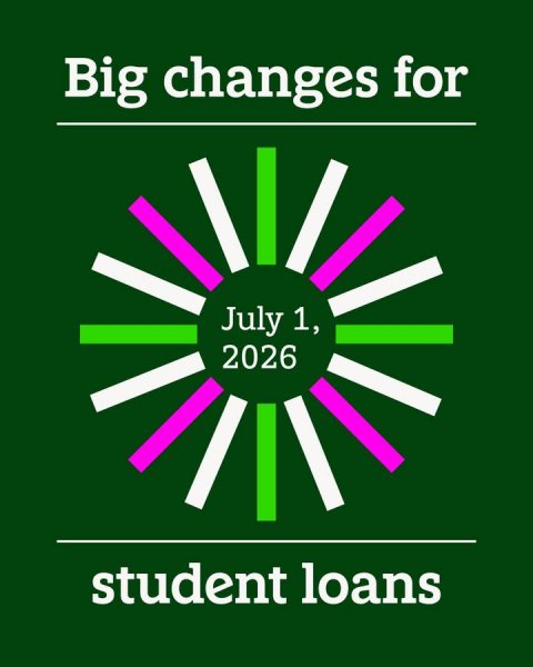 Green, Advertisement, Poster. Text: Big changes for July 1, 2026 student loans