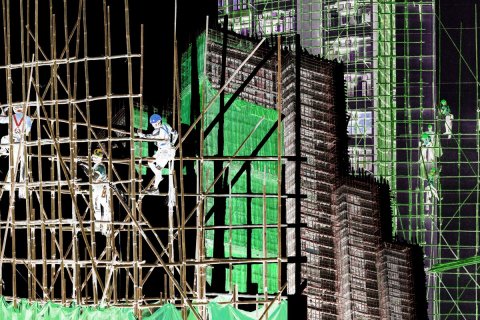 Construction, Person, Helmet.