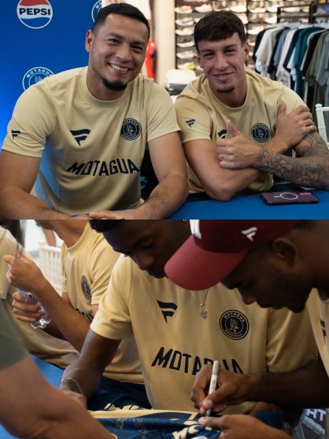 Baseball Cap, T-Shirt, Person. Text: PEPSI MOTAGUA MOTA