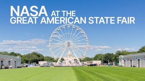Grass, Ferris Wheel, Fun. Text: NASA AT THE GREAT AMERICAN STATE FAIR