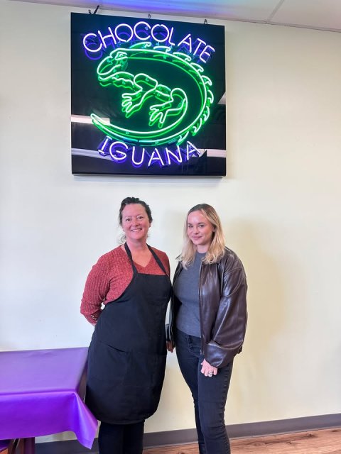 Coat, Jacket, Pants. Text: CHOCOLATE IGUANA