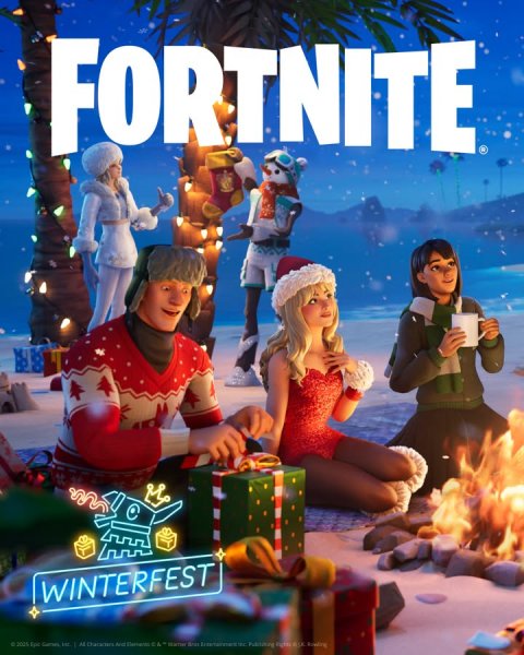 Adult, Person, Woman. Text: FORTNITE WINTERFEST