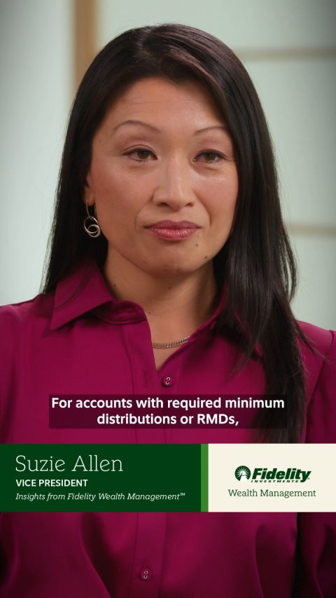 Poster, Head, Face. Text: For accounts with required minimum distributions or RMDs, Suzie Allen Fidelity VICE PRESIDENT Wealth Management Insights from Fidelity Wealth Management™