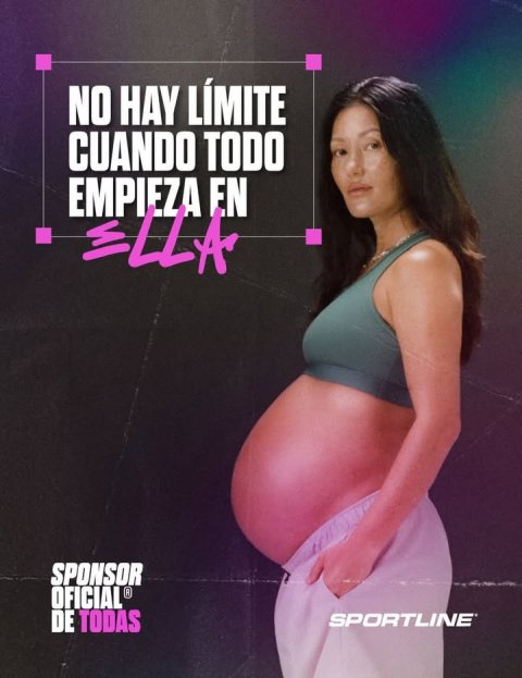 Advertisement, Poster, Person. Text: NO HAY LÍMITE CUANDO TODO EMPIEZA EN SPONSOR DE TODAS SPORTLINE