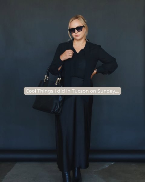 Coat, Handbag, Long Sleeve. Text: Cool Things I did in Tucson on Sunday....