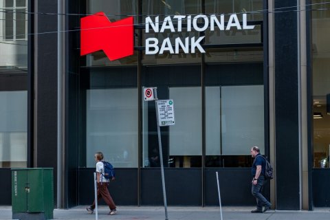Person, Walking, Shoe. Text: NATIONAL BANK