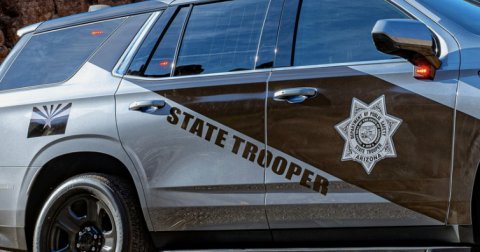 Vehicle, Car, Limo. Text: STATE TROOPER