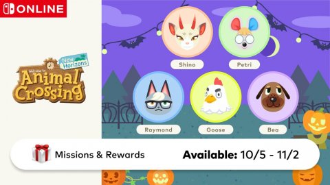 Disk, Penguin, Text. Text: ONLINE New Shino Petri Horizons Animal Crossing Raymond Goose Missions &amp; Rewards