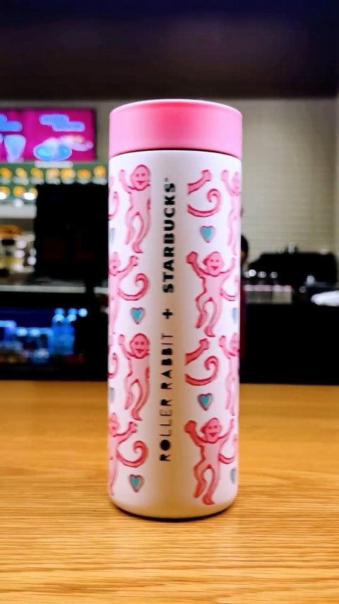 Tape, Cup, Bottle. Text: ROLLER RABBIT + STARBUCKS