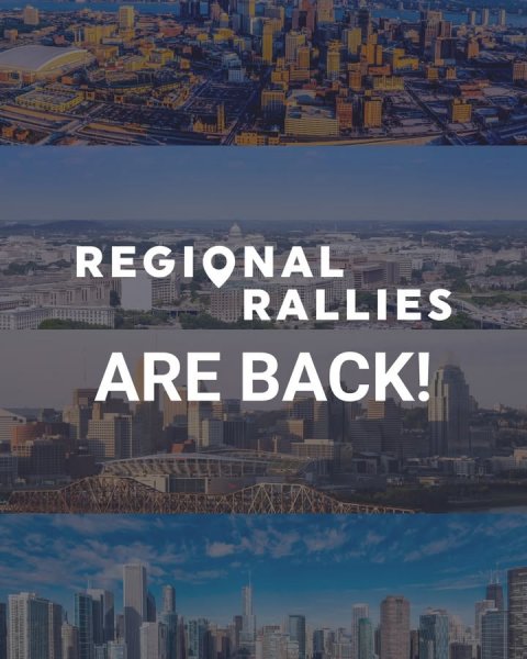City, Metropolis, Urban. Text: REGIONAL RALLIES ARE BACK!