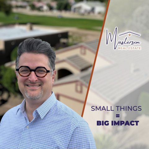 Glasses, Photography, Portrait. Text: SMALL THINGS = BIG IMPACT