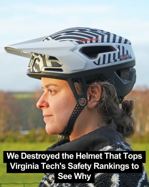 Crash Helmet, Helmet, Hardhat. Text: We Destroyed the Helmet That Tops Virginia Tech's Safety Rankings to See Why