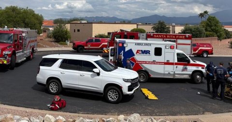 Person, Car, Van. Text: SANTA RITA FIRE AMR