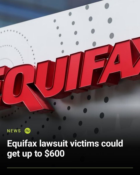Advertisement, Poster, Book. Text: NEWS nJ Equifax lawsuit victims could get up to $600