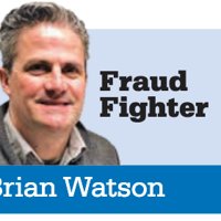 Head, Photography, Portrait. Text: Fraud Fighter rian Watson