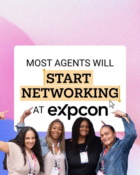 People, Person, Woman. Text: MOST AGENTS WILL START NETWORKING AT expcon