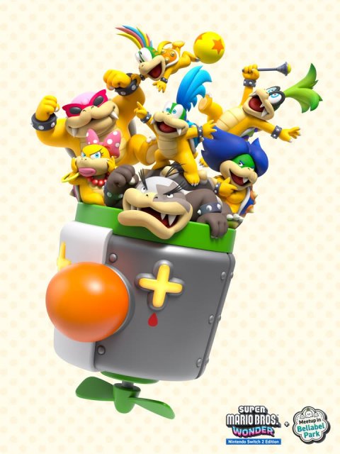 Figurine, Balloon, Game. Text: + SUPER MARIO BROS. Meetup in WONDER Bellabel Park