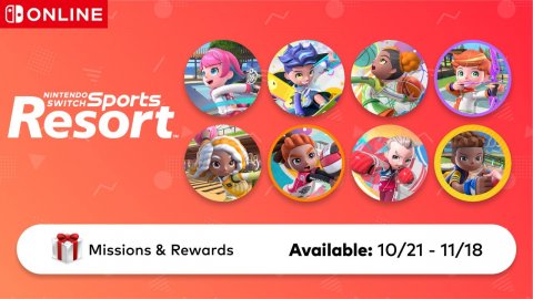 Baby, Person, Advertisement. Text: ONLINE NINTENDO Sports Resort SWITCH Missions &amp; Rewards Available: 10/21 - 11/18
