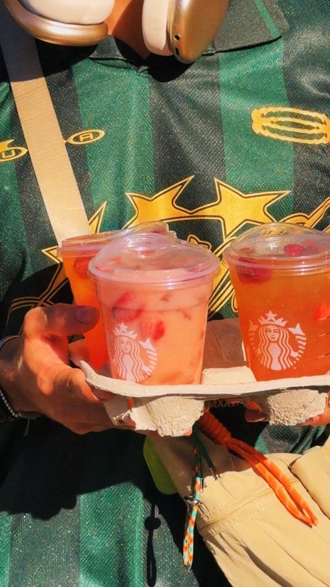 Cup, Person, Beverage. Text: A