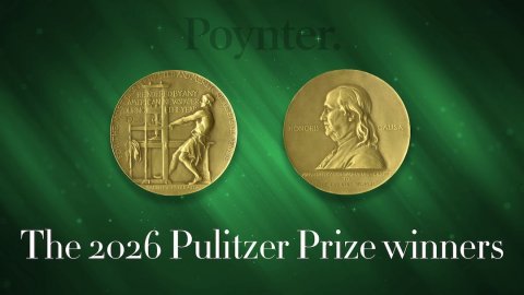 Gold, Baby, Person. Text: The 2026 Pulitzer Prize winners