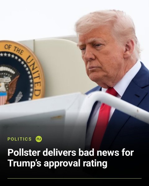 People, Tie, Portrait. Text: OF THE UNITED POLITICS nJ Pollster delivers bad news for Trump's approval rating