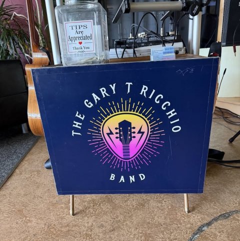 Symbol, Plant, Blackboard. Text: TIPS Are Appreciated Thank You THE GARY T RICCHIO BAND