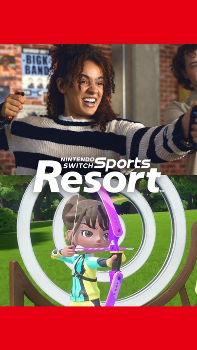 Photography, Portrait, Weapon. Text: BIGK BAND Resort SWITCH TM NINTENDO Sports