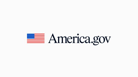 Logo, Flag, American Flag. Text: America.gov