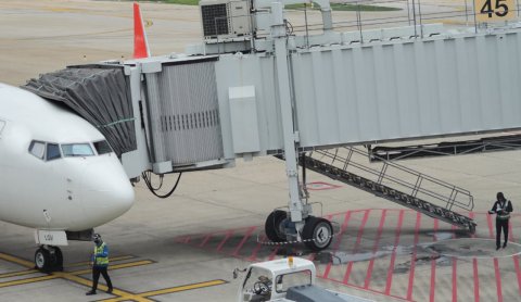Airport, Person, Airfield. Text: 45