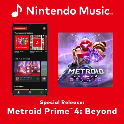 Advertisement, Poster, Phone. Text: Top recommendations Find your favorites METROID BEYOND Characters Special Release: Metroid Prime™ TM 4: Beyond
